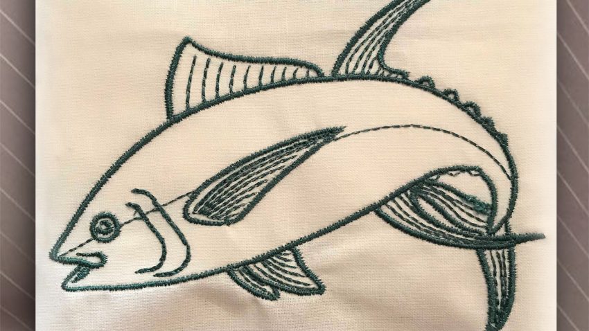 jumping tuna embroidery